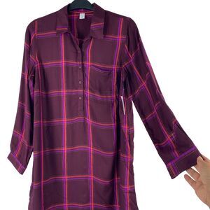 OLD NAVY Plaid Dress‎ Women's Button up Size M Long Sleeve NWT